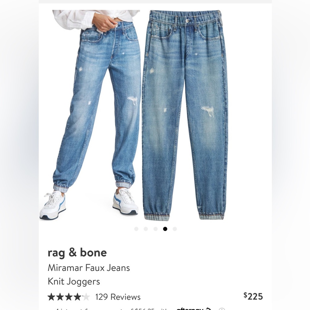 Rag & Bone Miramar Faux Jean Joggers size large, color glass hill